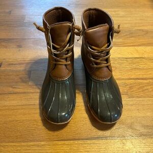 Brown and Dark Grey rain Boots